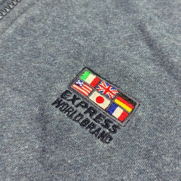 Express World Brand Full Zip Hoodie Men's XL Blue Long Sleeve Physical Fashion - Picture 4 of 10